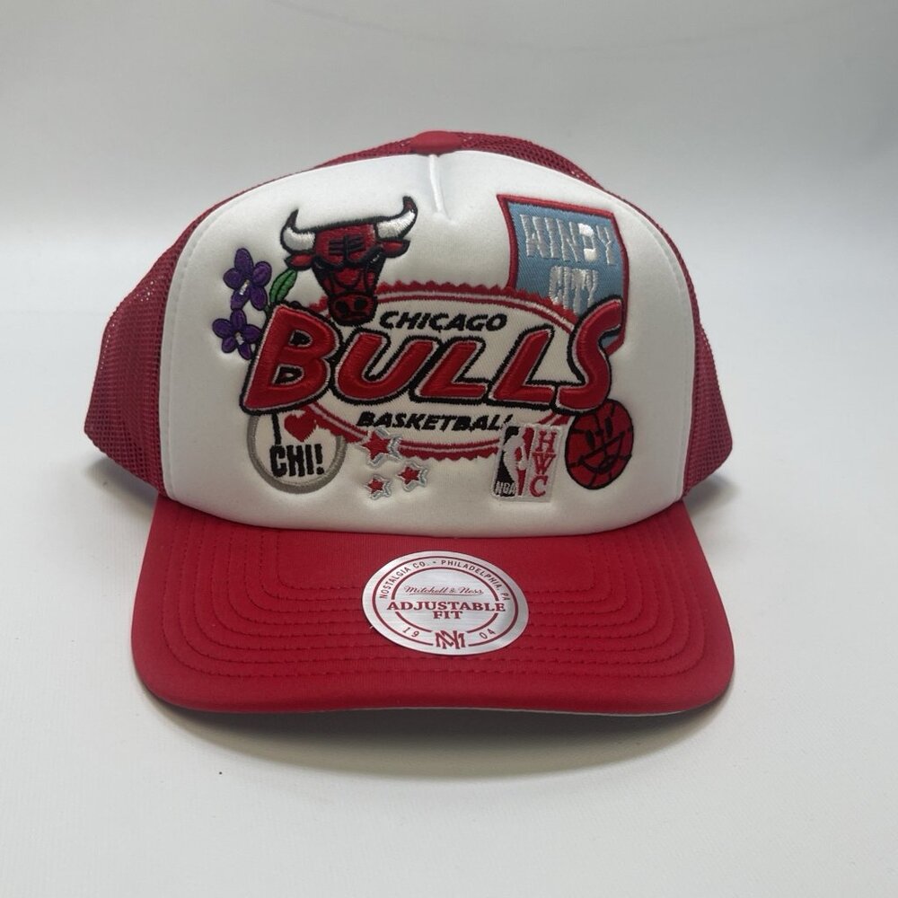 Chicago Bulls Mitchell & Ness Patch Trucker Hat Windy City Adjustable Snapback - Picture 6 of 8